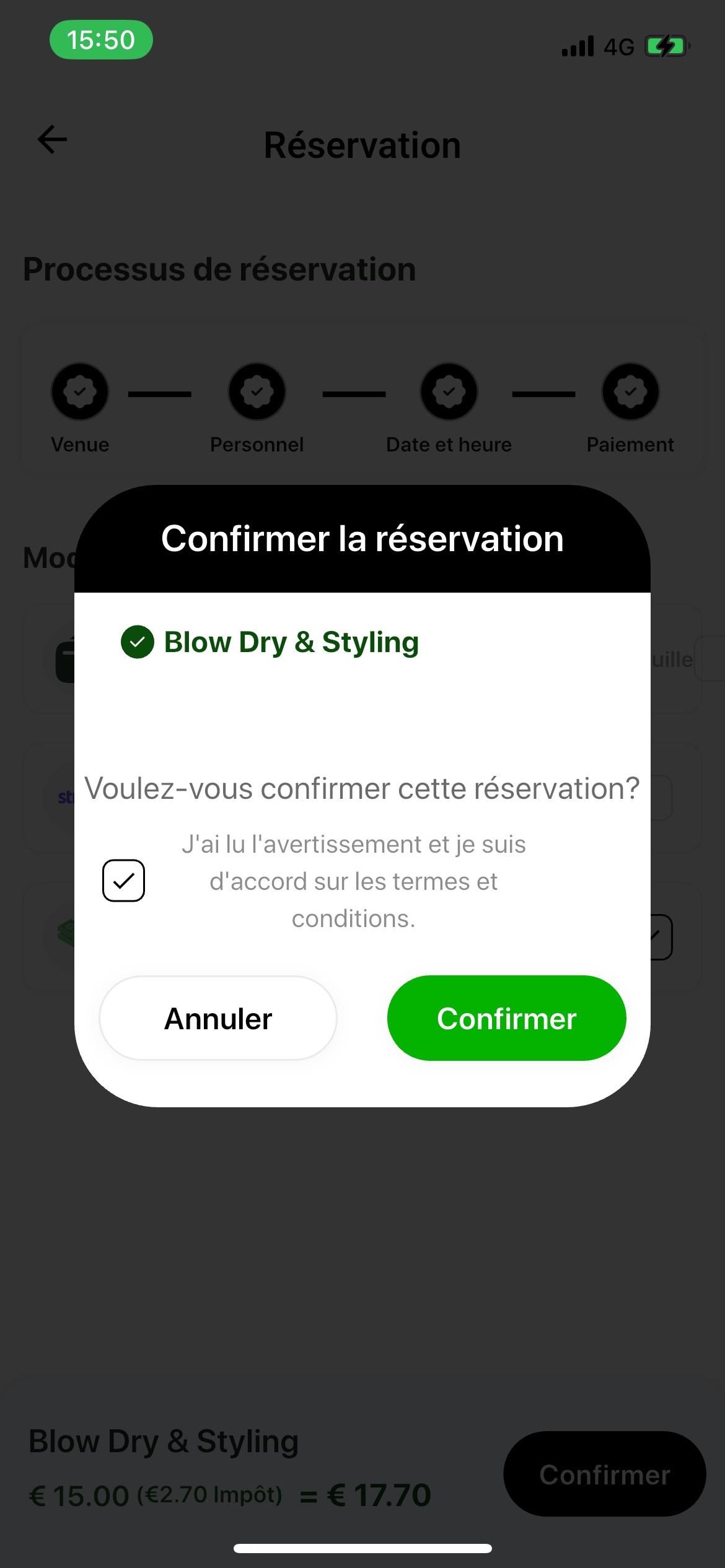 Booking Confirmation Popup