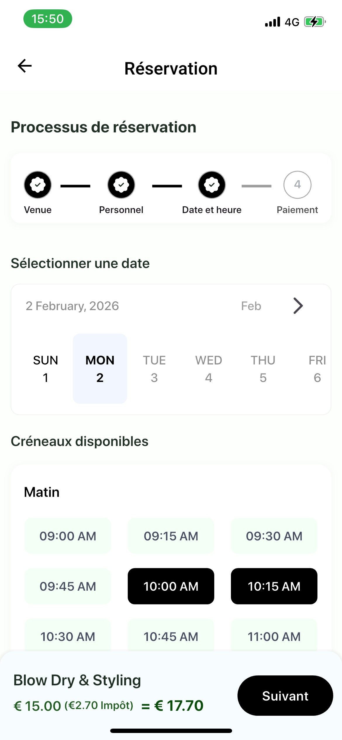 Date and Time Selection