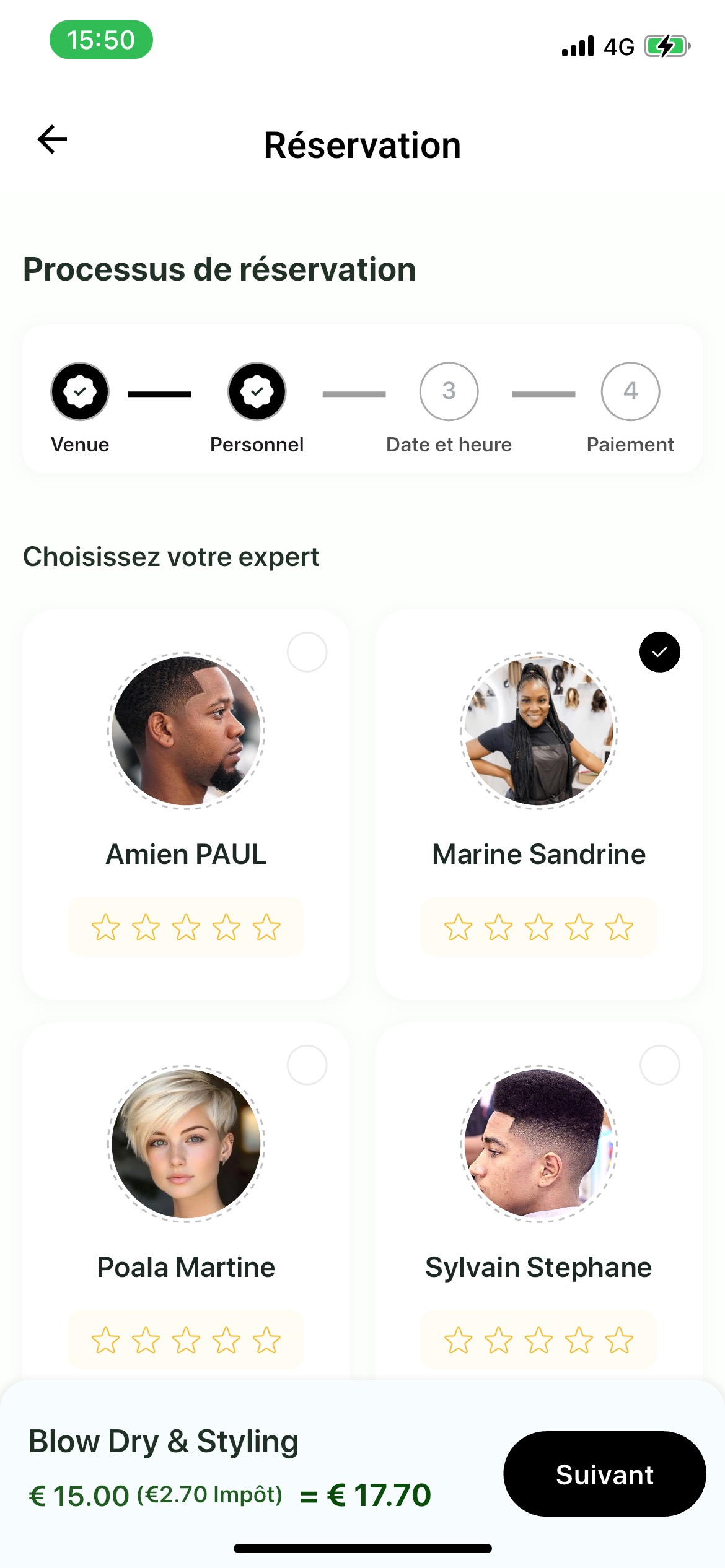 Expert Selection Screen