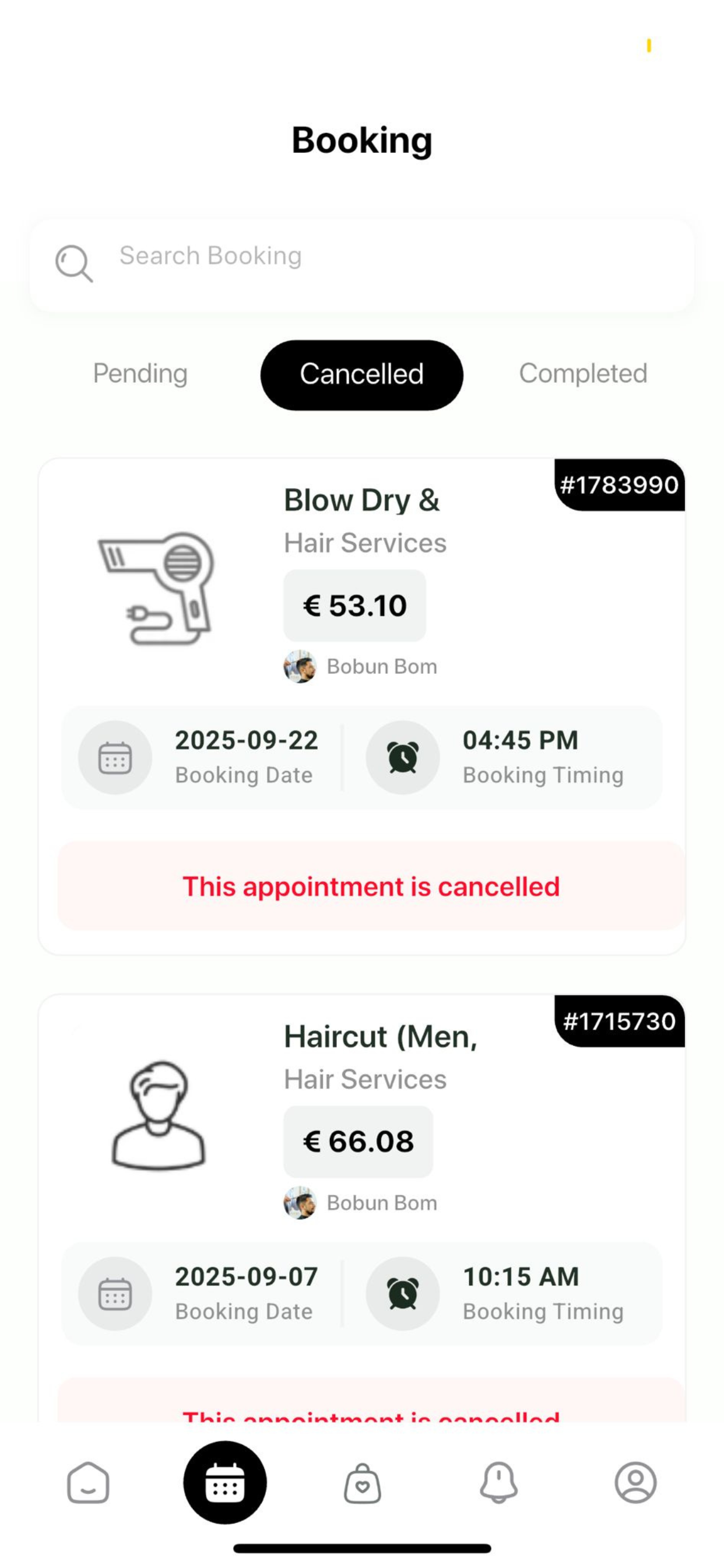 Skedisy Customer App Booking Screen