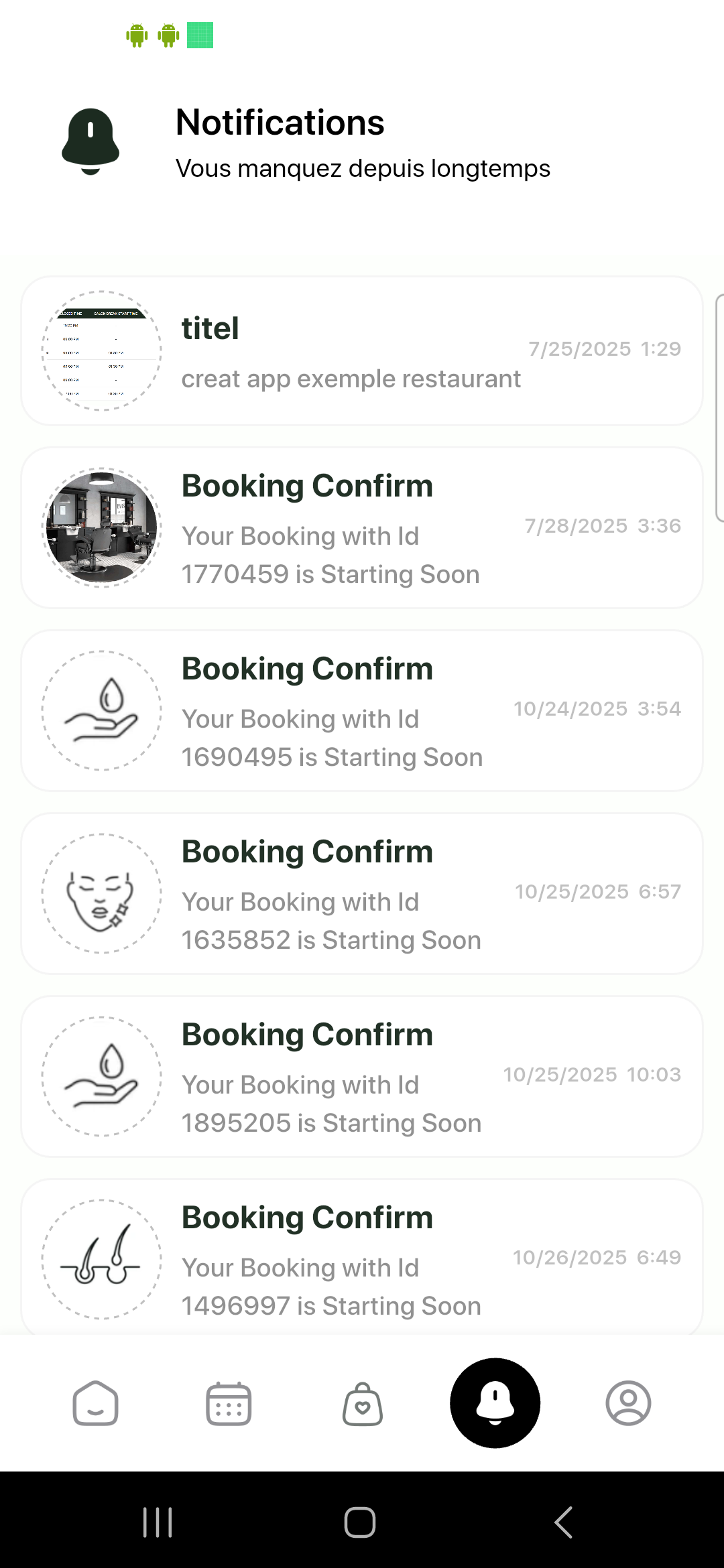 Skedisy Customer App Notifications Screen