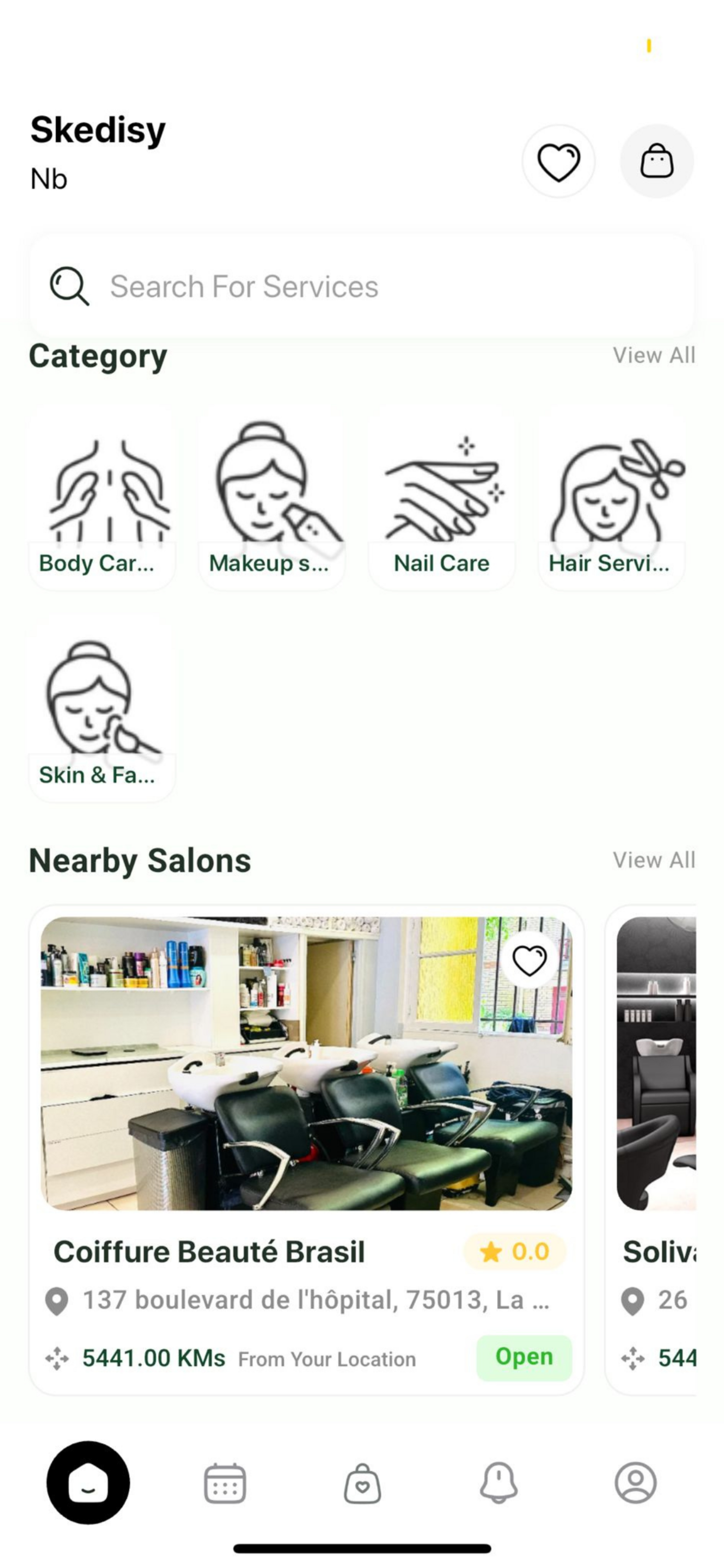 Skedisy Customer App Home Screen