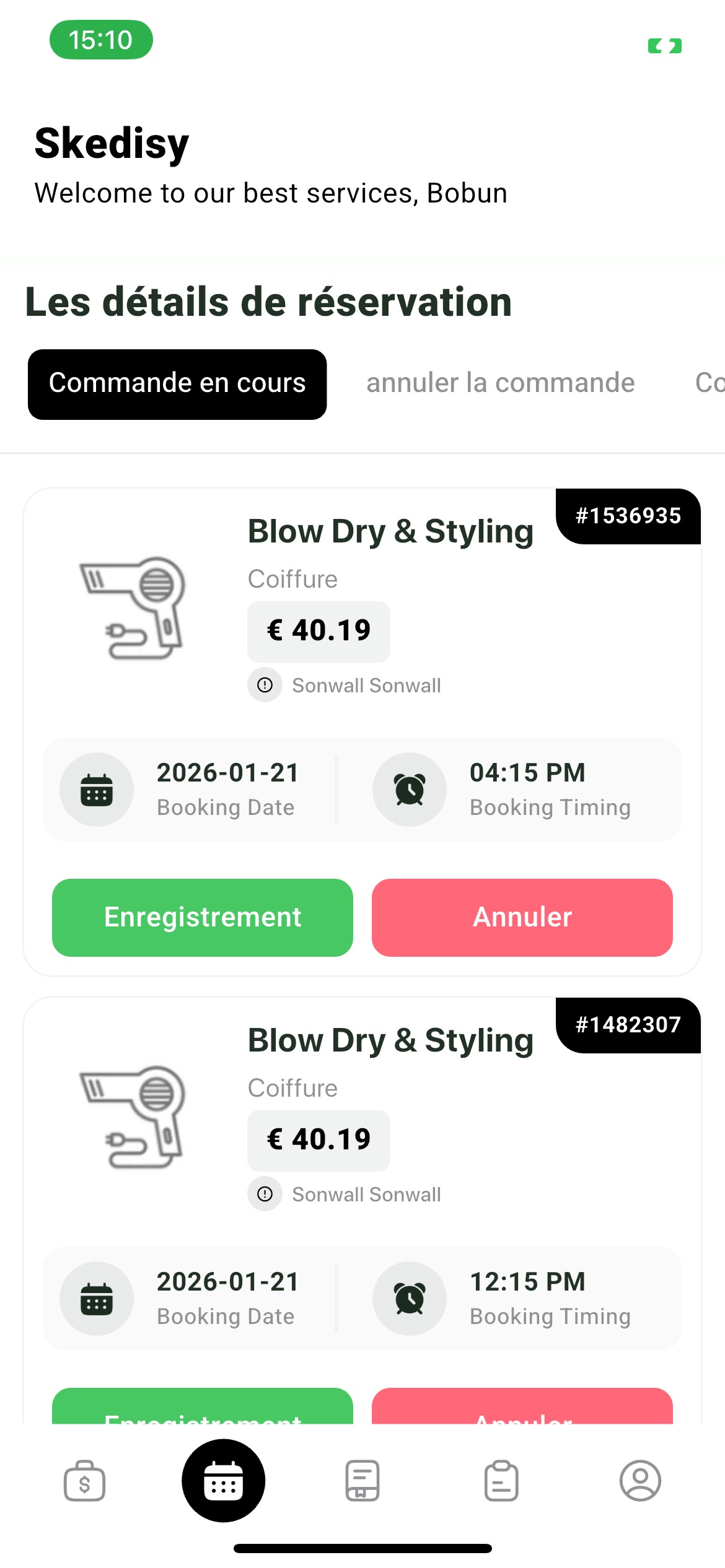 Skedisy Expert App Reservation Details Screen
